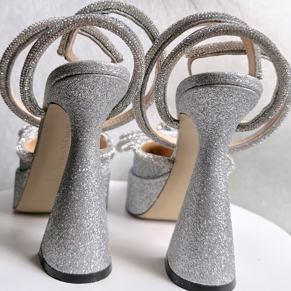 🌺MACH & MACH 🌺 Double Bow Platform Pump Silver Glitter Size: 38 - Picture 13 of 15
